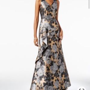 Tahari ASL Gown - gold/silver/black